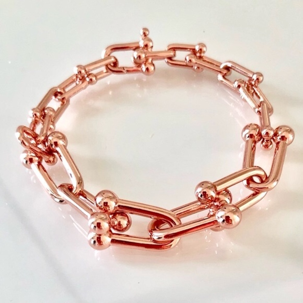 Rose Gold Hardware Graduated Link U Chain Bracelet